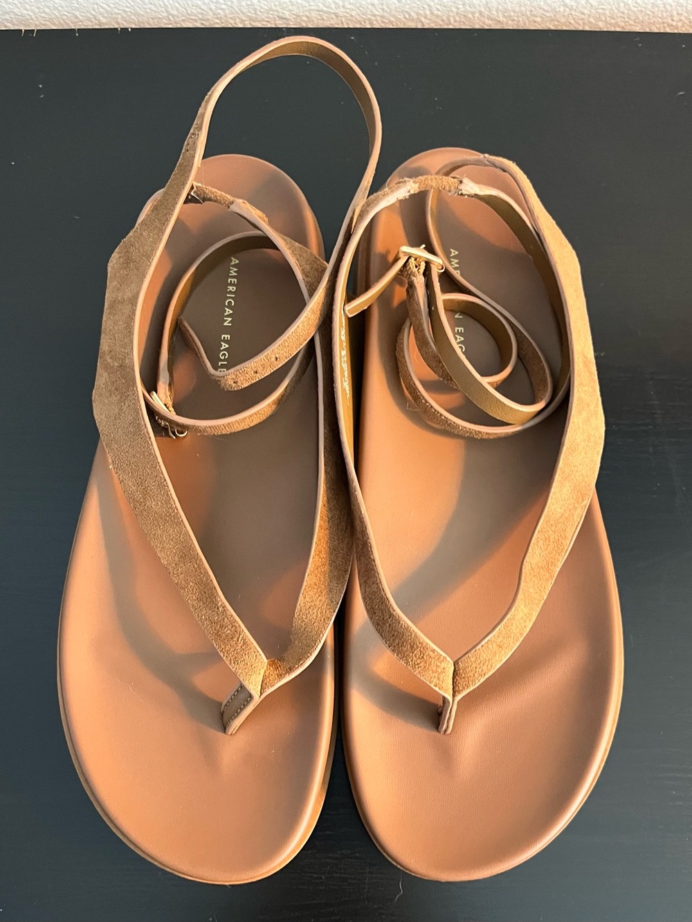 American Eagle Outfitters Tan Suede Thong Strap Sandals